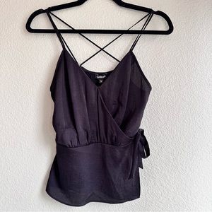 Express Black Wrap Front Halter Cami